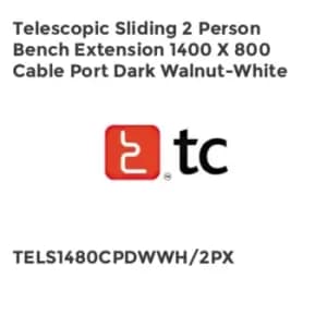 TC Group Telescopic Sliding 2 Person Bench Extension 1400 x 800 Cable Port Dark
