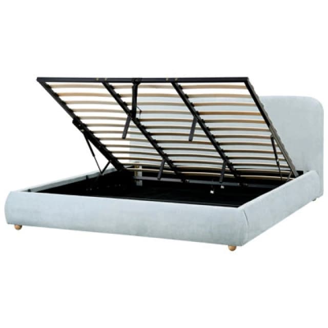 Beliani Ottoman Bed Chenille Blagnac 180 X 200 Cm (Eu Super King) Light Blue