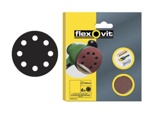Flexovit 78072764762 Hook & Loop Sanding Disc 125mm Medium 80G (Pack 6) Flv64762
