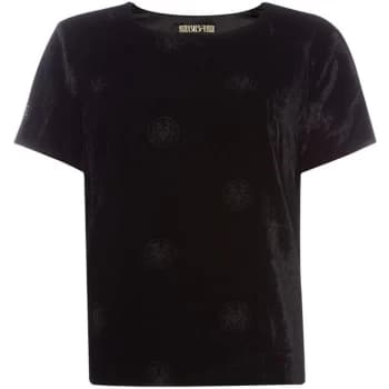 Biba Logo Burnout Velvet - Black