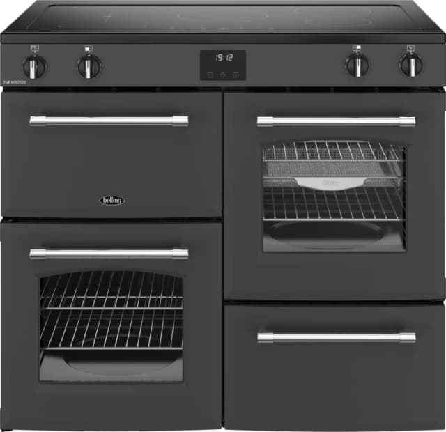Belling Farmhouse 100Ei 100cm wide Electric Range Cooker with Induction Hob - Anthracite - A/A Rated