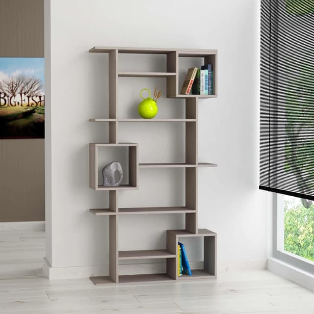 DECORTIE Decortie - Soto Modern Bookcase Display Unit Tall 173cm - Mocha Grey - Mocha Grey M.KT.02.12472.8