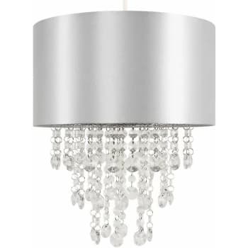 Minisun - Ceiling Pendant Light Shade with Acrylic Jewel Droplets - Grey - No Bulb