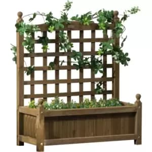Outsunny - Raised Garden Bed with Trellis Garden Planters Indoor Outdoor Brown - Brown