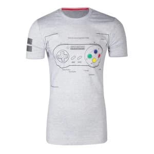 Nintendo SNES - Controller Super Power Male Small T-Shirt - Grey
