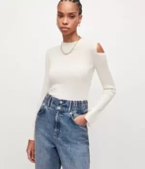 AllSaints Womens Daina Merino Wool Jumper, Chalk White, Size: S