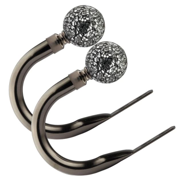 Emma Barclay Metal Holdback Pair Tiebacks Cut Glass Black Silk unisex One Size