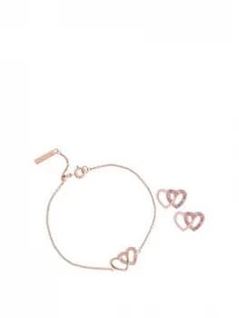Olivia Burton The Classics Rose Gold Earring & Bracelet Gift Set, Rose Gold, Women