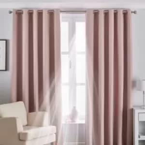 Riva Paoletti Eclipse Ringtop Eyelet Curtains (117 x 137 cm) (Blush) - Blush