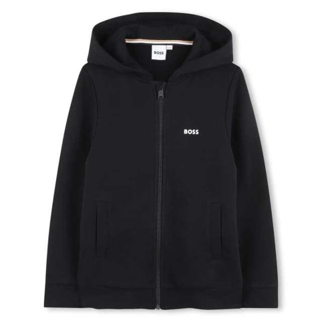 Boss Kids Logo Zipped Hoodie Black male 4 Yrs