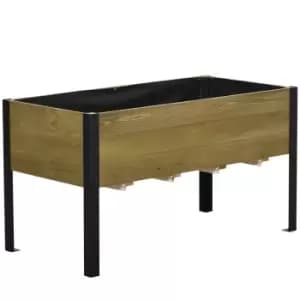 Outsunny Raised Garden Bed Elevated Wooden Planter Box With Metal Legs - Brown