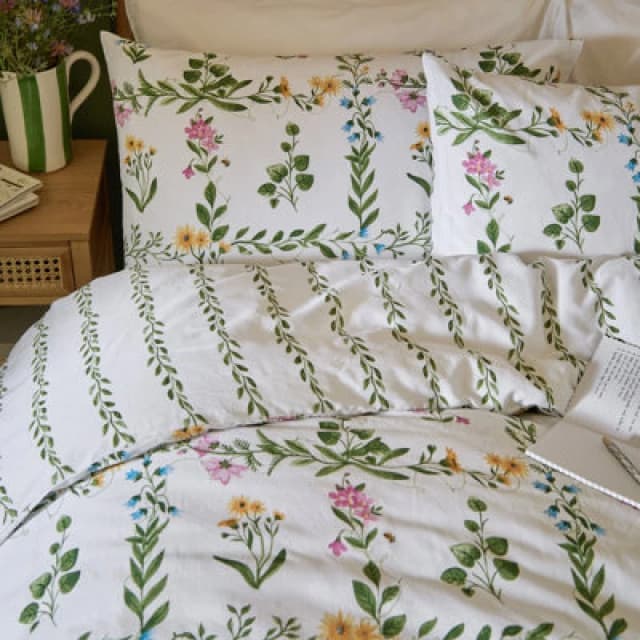 Wylder Olivia Reversible 100% Cotton Duvet Set Single, Green 5025532383990