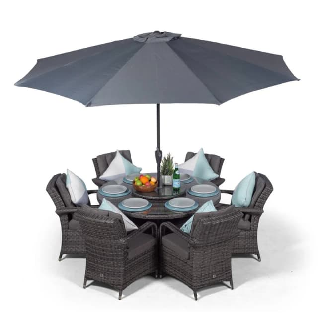 Thats Furniture Arizona Round 6 Seater Rattan Patio Dining Set in Grey Grey Unisex