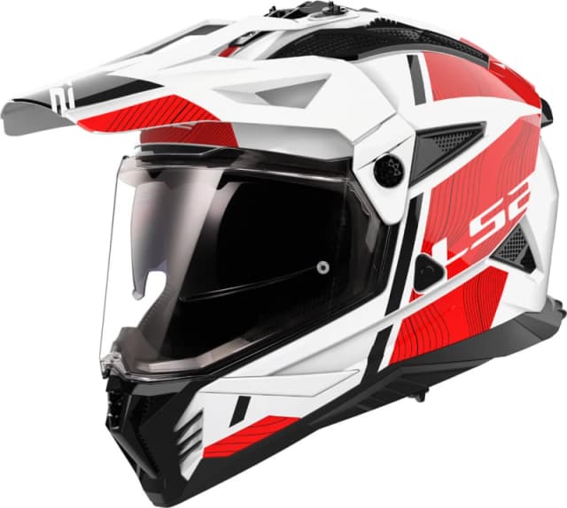 LS2 MX702 Pioneer II Hill Motocross Helmet, white-red, Size 3XL for Men