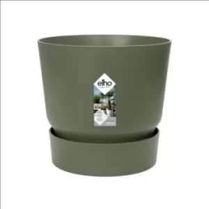 Elho Greenville 40cm Round Plastic Ourdoor Plant Pot - Leaf Green