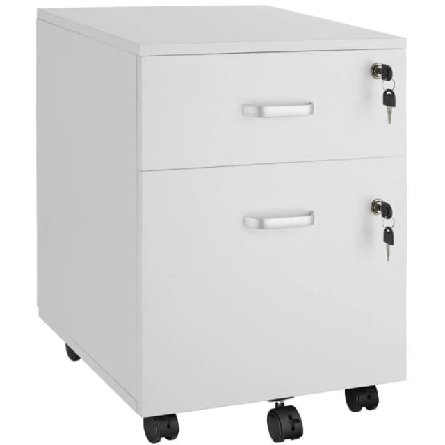Tectake Filing Cabinet - 2 Rolling, Lockable Drawers, Fits A4 Documents - 1 - White