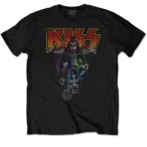 KISS - Neon Band Unisex Large T-Shirt - Black