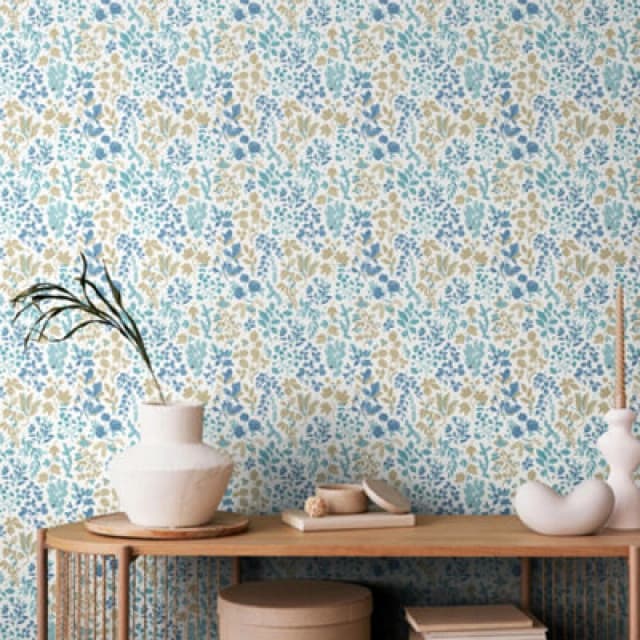 Hoopla Walls Botanical Leaves - Denim Mix 10M Wallpaper