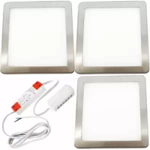 3x brushed nickel Ultra-Slim Square Under Cabinet Kitchen Light & Driver Kit - Natural White Diffused led