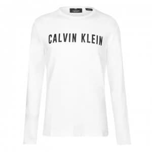 Calvin Klein Performance Long Sleeve T Shirt - 100 BWhite/Blk