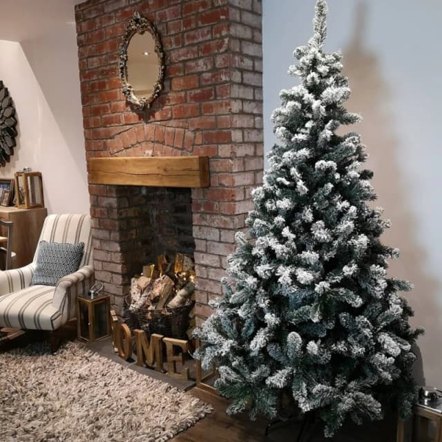 Samuel Alexander 7ft Snowy Imperial Pine White Green Fir Artificial Luxury Christmas Tree Green Unisex