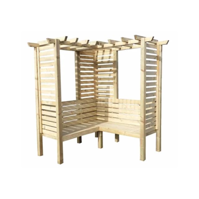 Shires Clematis Corner Arbour Garden Arch Seat Approx 6 x 6 Feet in Light Brown Light Brown Unisex