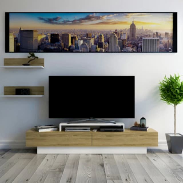 Decorotika Lusi TV Stand TV Unit For Tvs Up To 80" Oak White