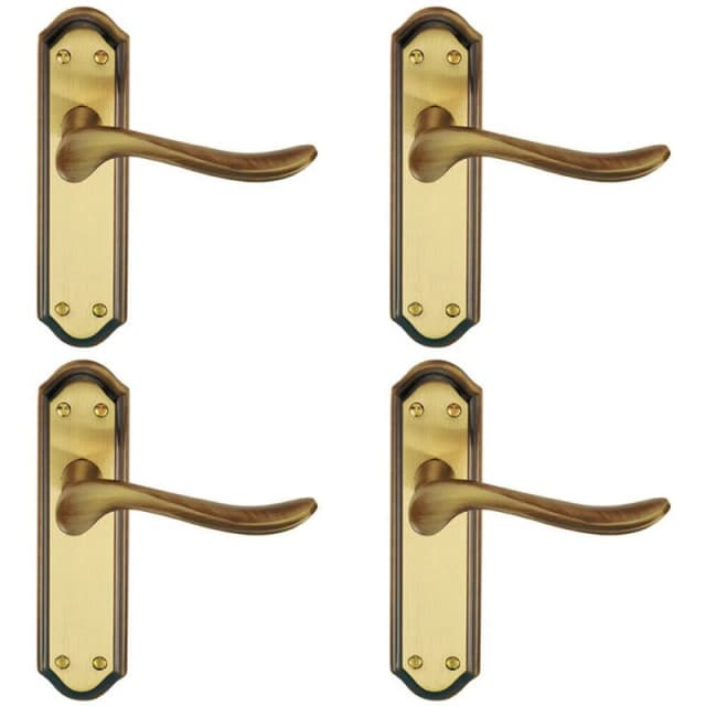 Loops 4x PAIR Curved Handle on Sculpted Latch Backplate 180 x 48mm Florentine Bronze Multi
