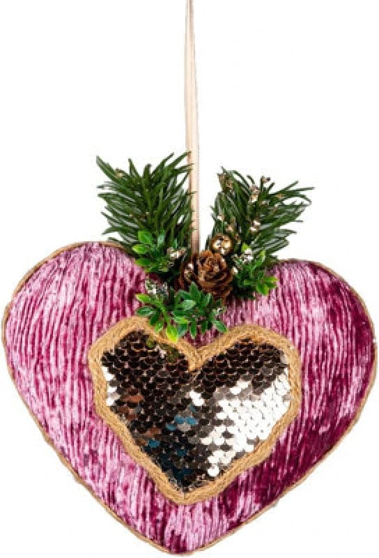 Shatchi 16.5cm Pink Heart - Christmas Hanging Decoration Pink