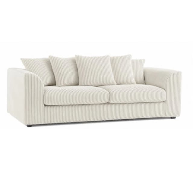 Furnishings For Less UK Luxor Jumbo Cord Cream Fabric 3 Seater Sofa