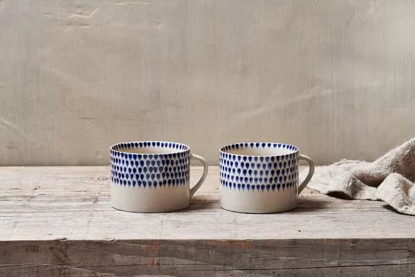 Nkuku Indigo Drop Mug Set Of 2 Tableware Blue 7 x 10cm (Diameter)