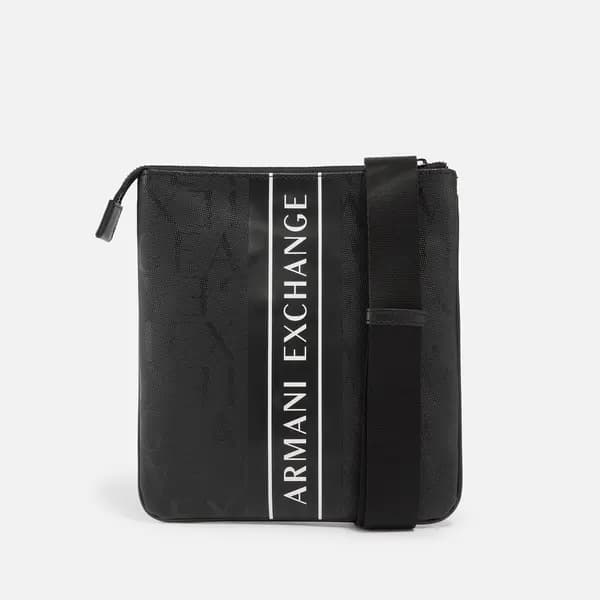 Armani Exchange Tape Logo Canvas Crossbody Bag Black male 952397-CC831-19921