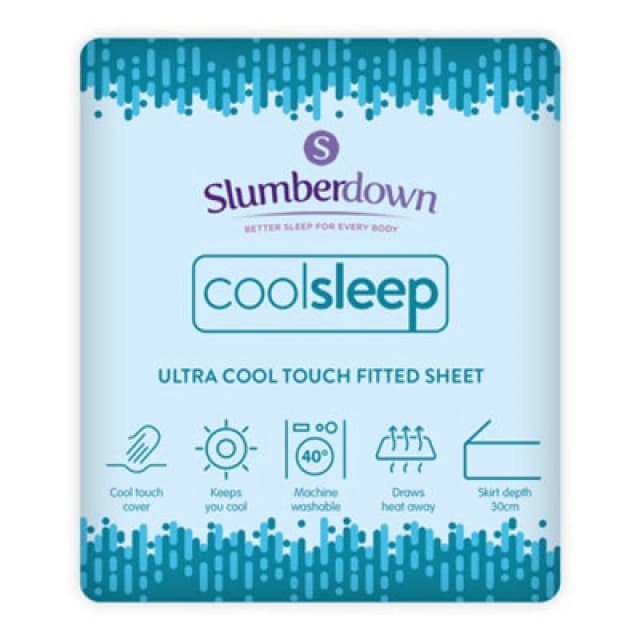 Slumberdown Coolsleep Ultra Cool Touch Summer Fitted Sheet - Blue Blue W2R05 Unisex Super King