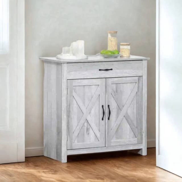 FURNOS Industrial Multipurpose Sideboard Buffet Cabinet With Drawer Grey Grey Unisex