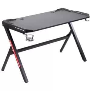 HOMCOM 1.2m Computer Gaming Desk LED Light with Cup Holder Headphone Hook E-Sport