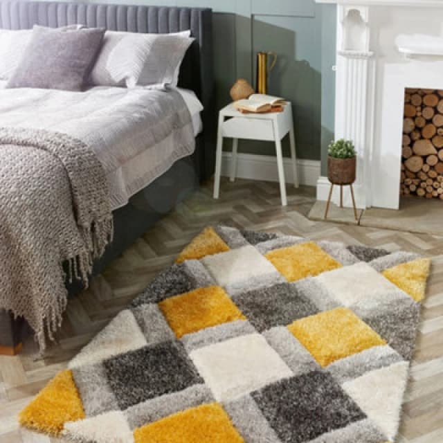 Origins 3D Geo Shaggy Ochre 080X150Cm Rug