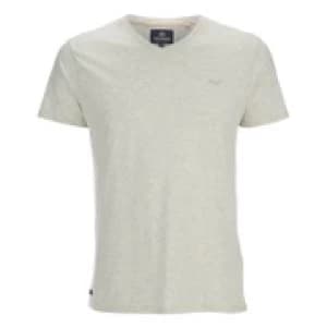 Threadbare Mens Charlie Plain V-Neck T-Shirt - Ecru Marl - L - Stone