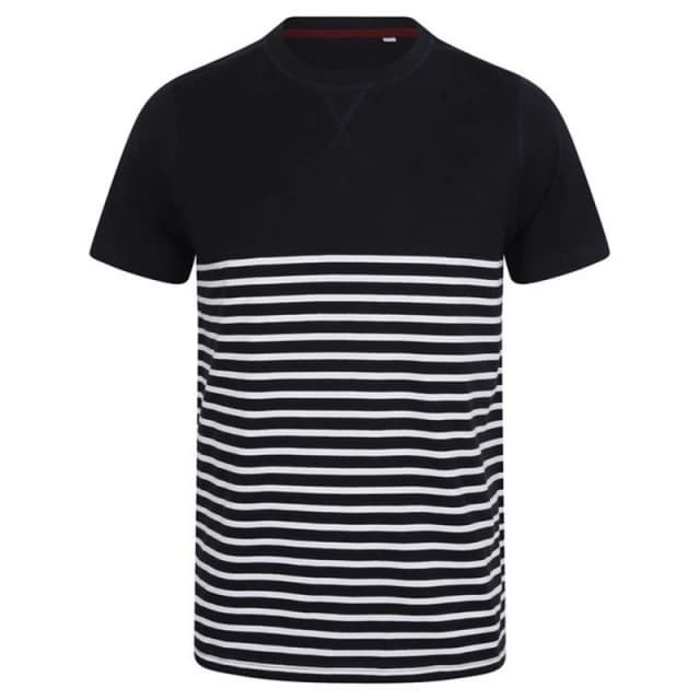 Front Row Mens Breton Striped Tagless T-Shirt in Navy Size: Small Navy Male S