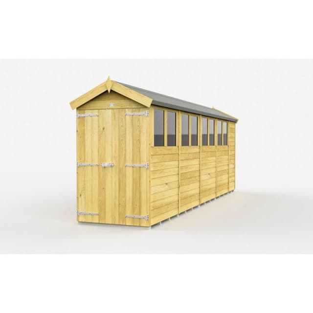 Buttercup Farm 4 x 18 Feet Apex Shed - Double Door W/ Windows - L533 x W118 x H217cm in Brown Brown Unisex
