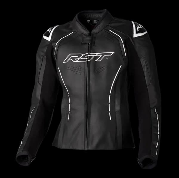 RST S1 Leather Jacket Black White Size 40