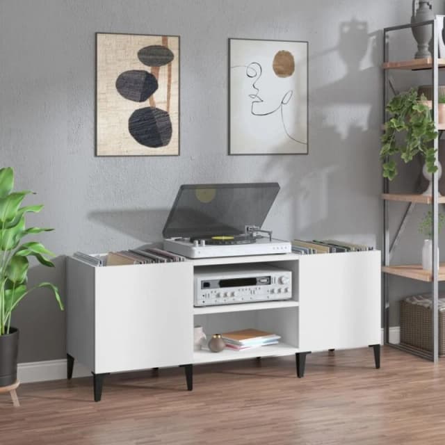 Vidaxl Record Cabinet White 121X38X48cm Engineered Wood
