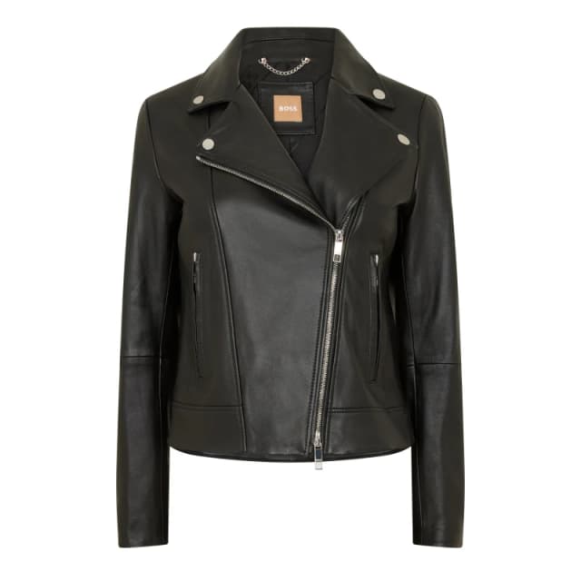 Boss Womens Sajin Leather Jacket Black female 6 (XS)