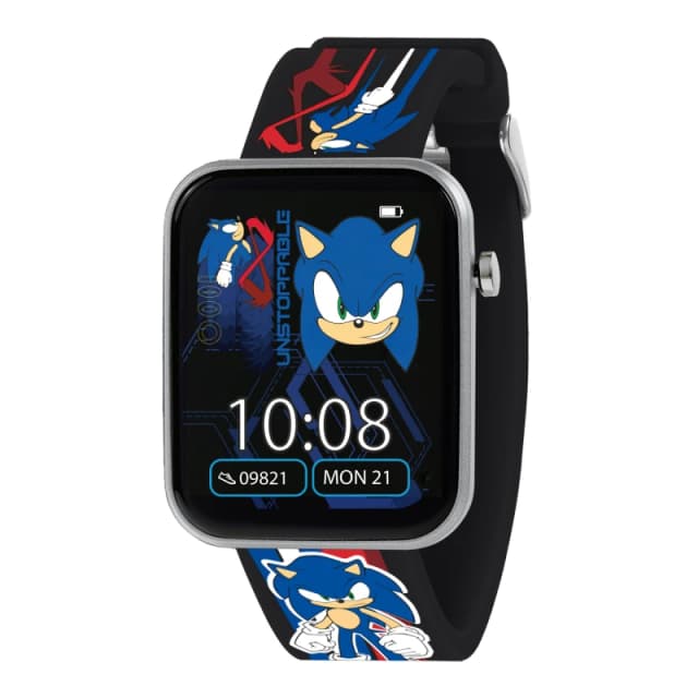 SONIC Sega The Hedgehog Black Printed Strap Smartwatch SNC4488MARG