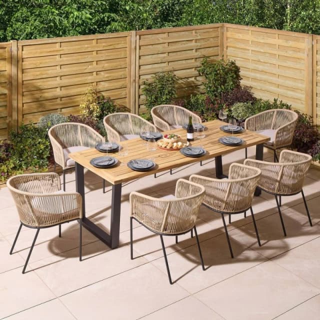 Rowlinson Oslo 8 Seat Dining Set, Brown OSLSET8