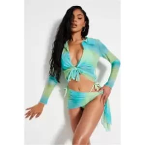 I Saw It First Aqua Sea Ocean Ombre Tie Side Sarong - Blue