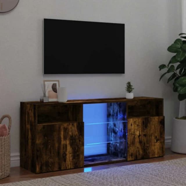 vidaXL TV Cabinet with LED Lights Smoked Oak 120x30x50 cm, Brown 815714