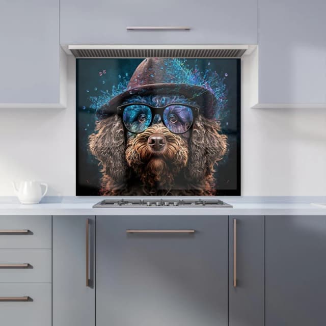 Warren Reed - Designer Labradoodle Dog With Glasses Splashart Kitchen Splashback Size: 600mm x 750mm Multicolor Unisex 600mm x 750mm