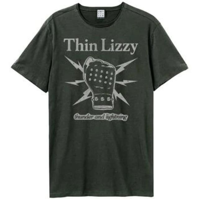 Amplified Amplified Men Lightning Fist Thin Lizzy T-Shirt in Charcoal Size: X-Small Charcoal XS Male 5063750911809