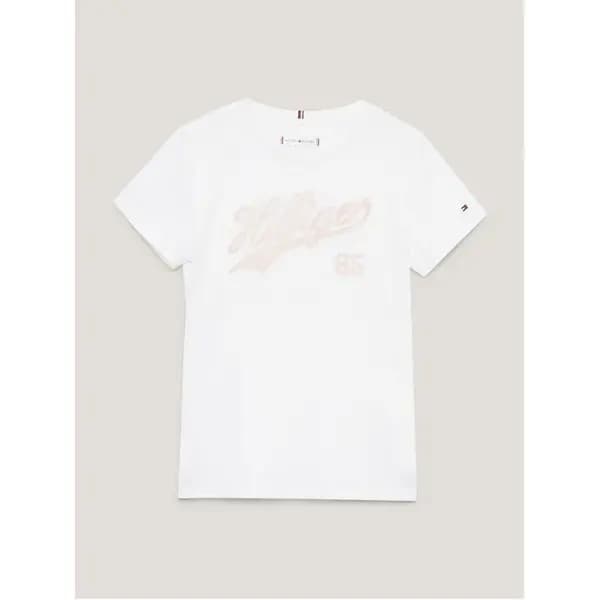 Tommy Hilfiger Glitter Script T-Shirt Juniors - White 4 - 5 Years