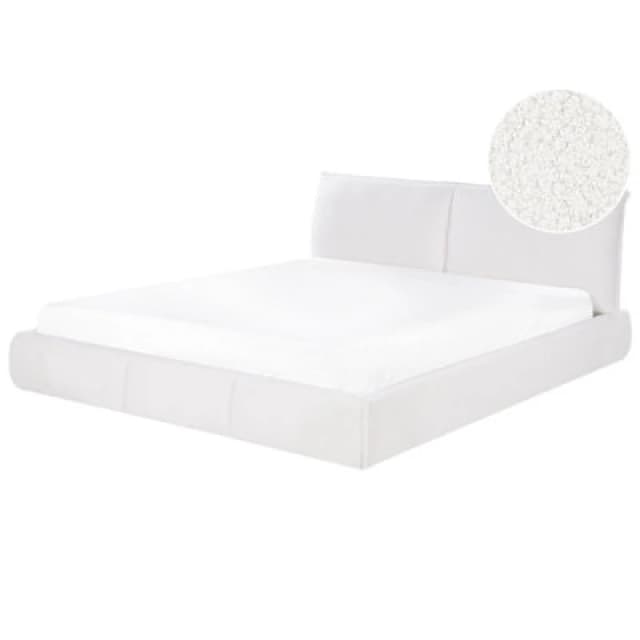 Beliani Bed Boucle Vinay 180 X 200 Cm (Eu Super King) White